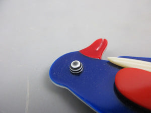 Lea Stein Blue & Red Baby Penguin Brooch Pin Vintage c1960
