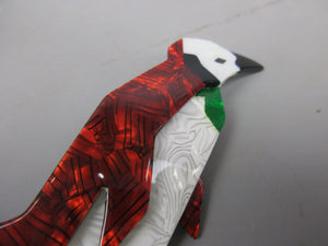 Lea Stein Red & White Penguin Brooch Pin Vintage c1960