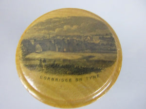 Mauchline Ware Corbridge On Tyne Shot Glass Holder Antique Victorian c1890