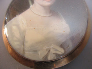 Mourning Miniature Watercolour Of A Lady With Plaited Hair Antique Georgian c1810