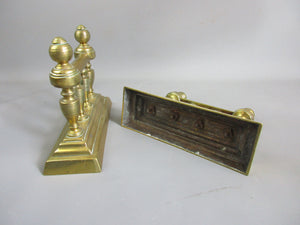 Pair Of Cast Brass Classical Style Fire Dog Andirons Victorian c1880.