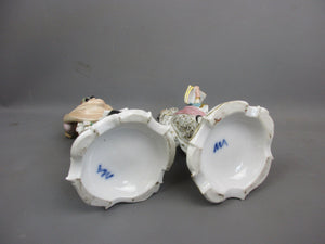 Pair Of Continental Hard Paste Porcelain Musical Figures Antique Victorian c1880