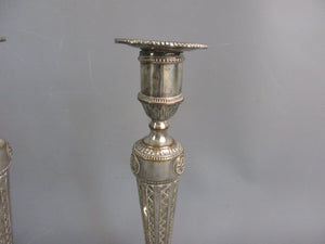 Pair Of Grand Silver Plated Candlesticks Antique Art Deco c1920