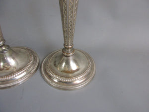 Pair Of Grand Silver Plated Candlesticks Antique Art Deco c1920