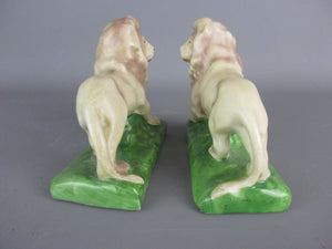 Pair of German Pottery Lions Antique Circa 1900