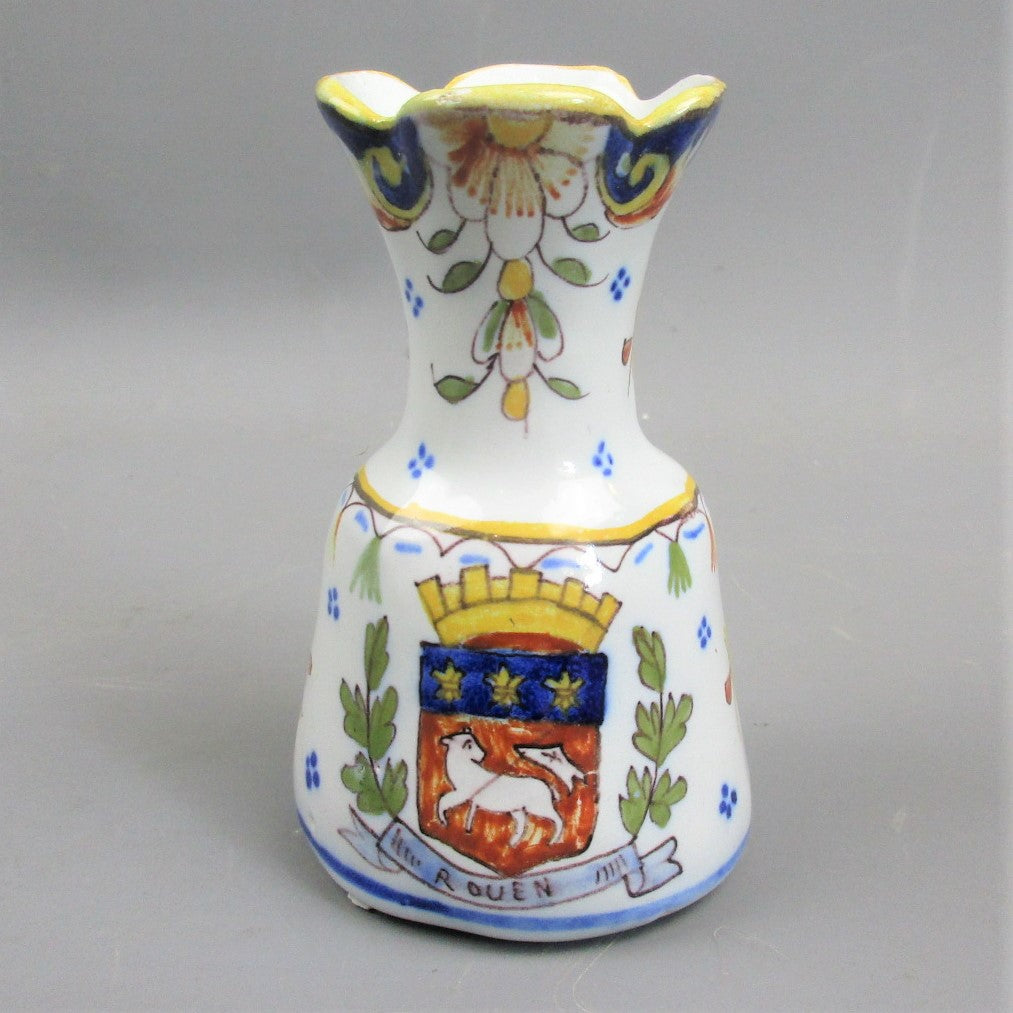 Hand Painted French Rouen Vase Antique Victorian c1850