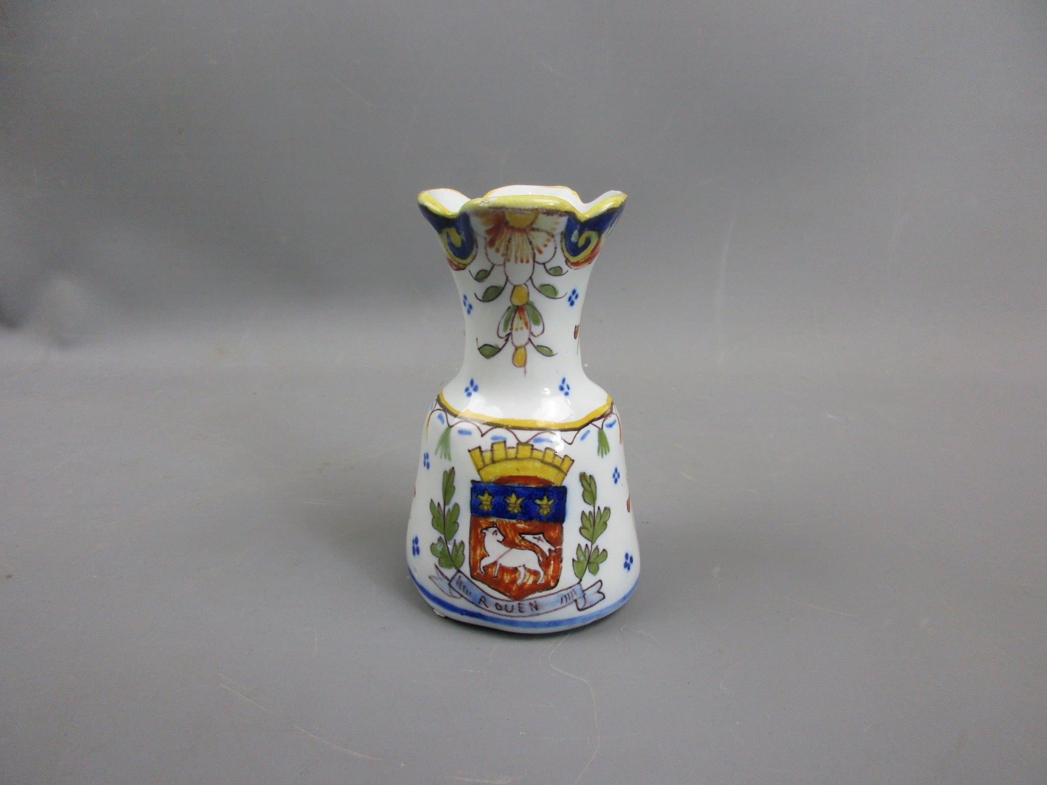 Hand Painted French Rouen Vase Antique Victorian c1850