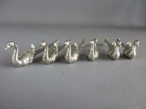 Set of Six Silver Plate Swan Knife Rests Vintage