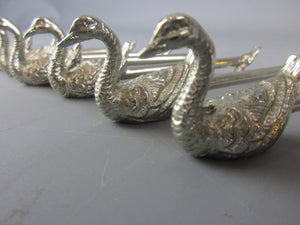 Set of Six Silver Plate Swan Knife Rests Vintage