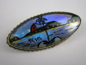 Silver Plated Brass Butterfly Wing Brooch Vintage c1960