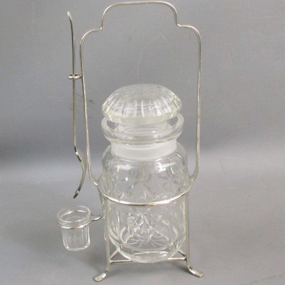 Silver Plate & Glass Pickle Jar Holder Antique Victorian c1880