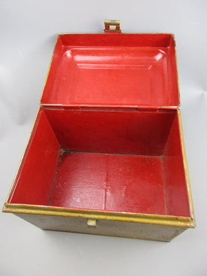 Smaller Painted Tin Storage Box Antique 19th Century