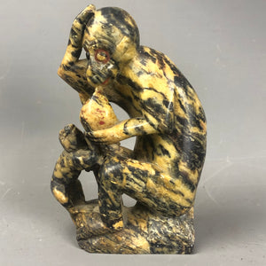 Soapstone-Figure-Of-Monkey-Oriental-Antique-Victorian-c1880
