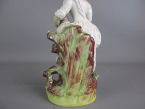 Staffordshire Ceramic Figure Depicting a Sheep Herder Antique Victorian c1900