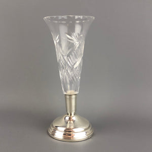 Sterling-Silver-Cut-Glass-Vase-By-Broadway-And-Co-Birmingham-Vintage-c1961