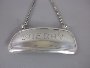 Sterling Silver Sherry Decanter Label Vintage Mid Century Sheffield 1949