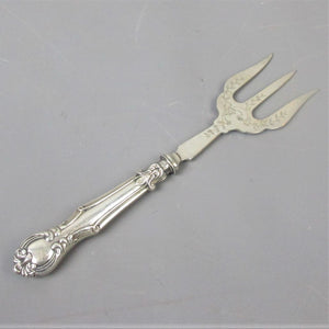 Sterling Silver Bread Fork With Floral Motifs Antique Sheffield 1908 Edwardian