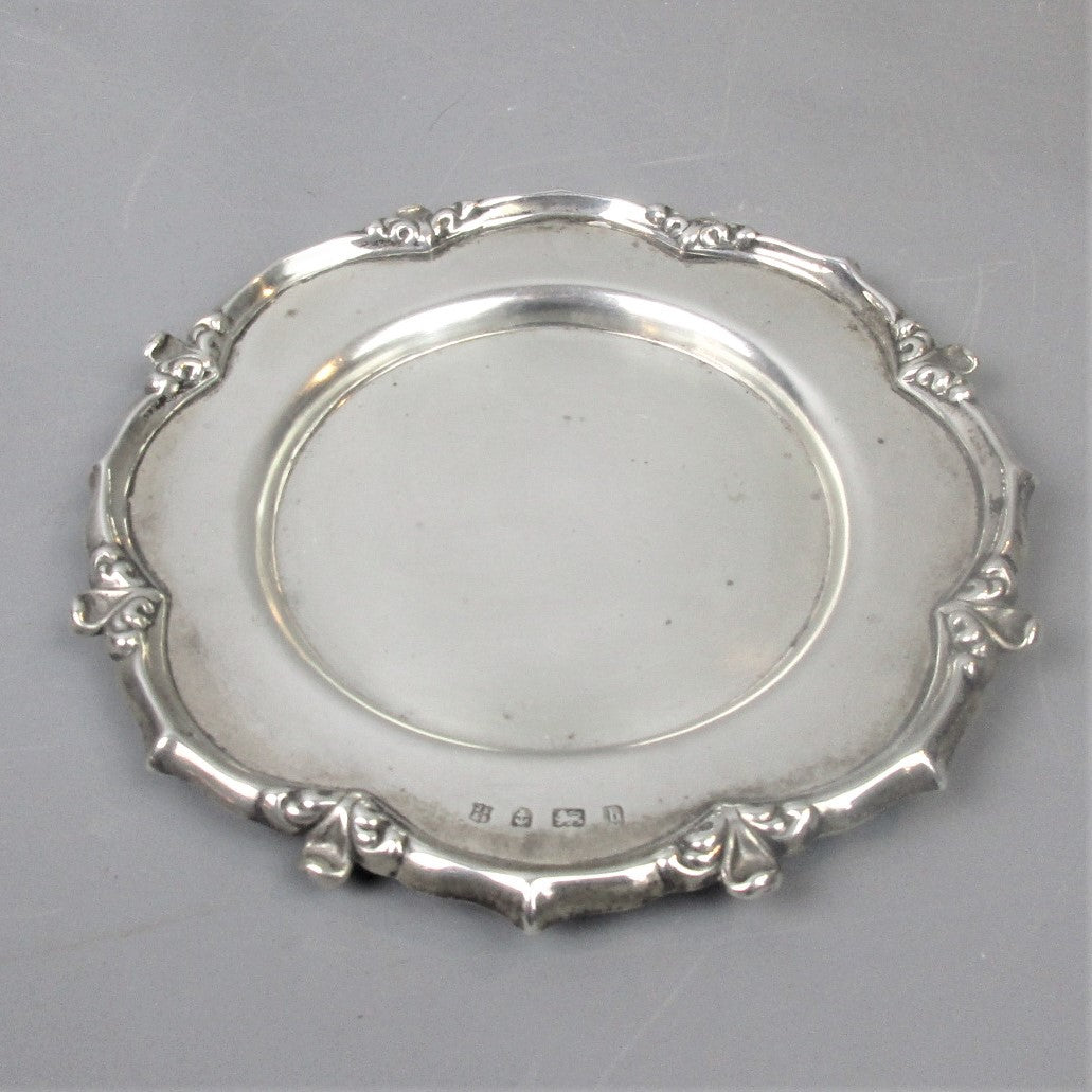 Sterling Silver Round Calling Card Tray Sherwood & Sons Birmingham Antique Victorian 1901