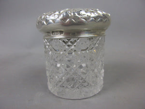 Sterling Silver & Cut Glass Dressing Table Pot Antique 1897 Chester Victorian