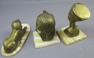 Three Art Deco Paperweights Egyptian Ornaments Vintage c1930
