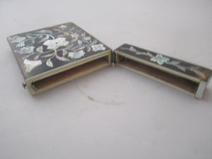 Tortoise Shell And Mother Of Pearl Card Case Antique Victorian c1880