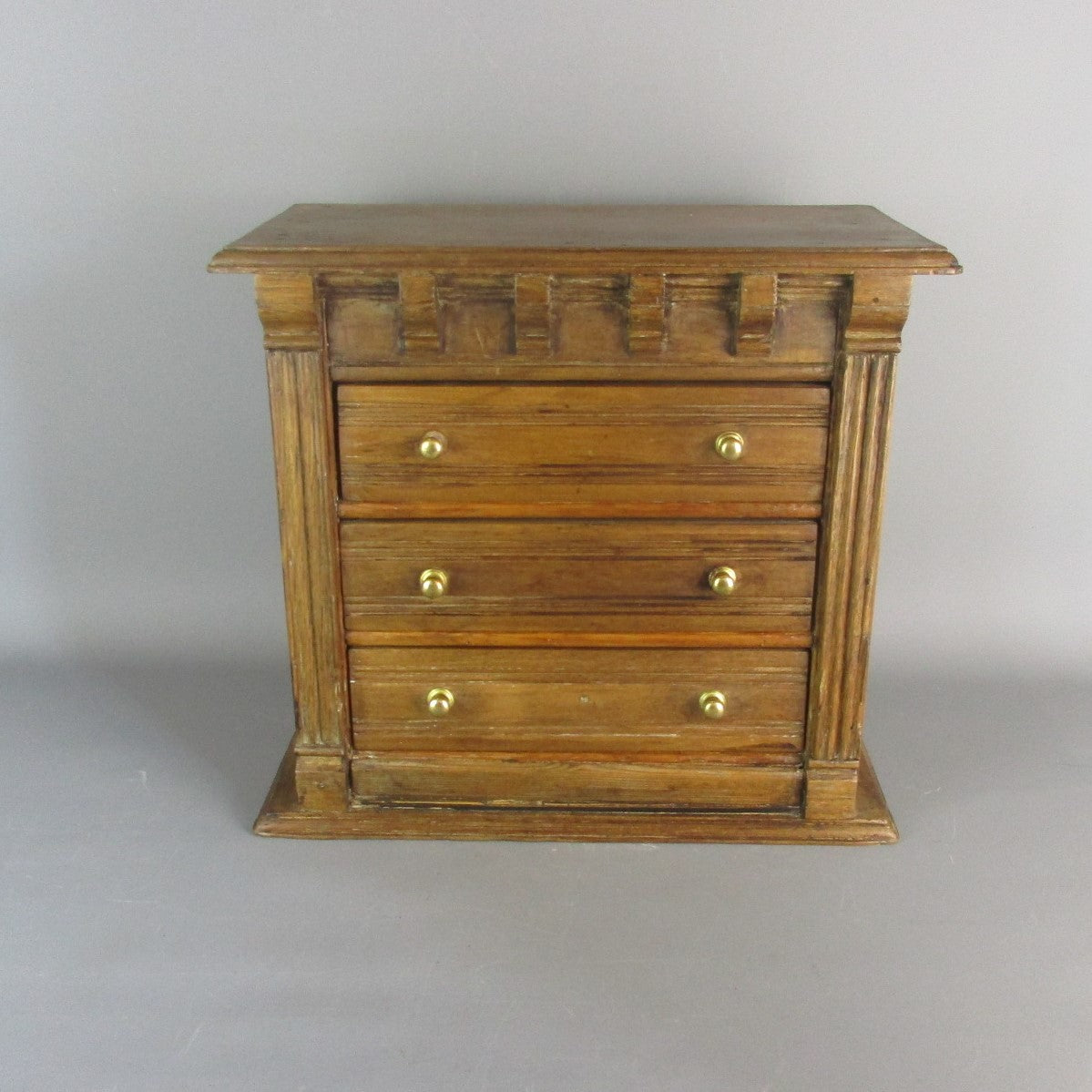 Wooden Hand Made Table Top Chest Of Drawers Antique Circa 19th Century