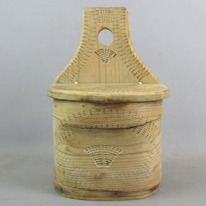 Wooden Salt Box With Shell Detail Vintage c1970
