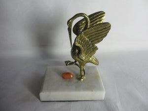 Pair of Crane and Snake Marble Paperweight Antique Victorian c1890