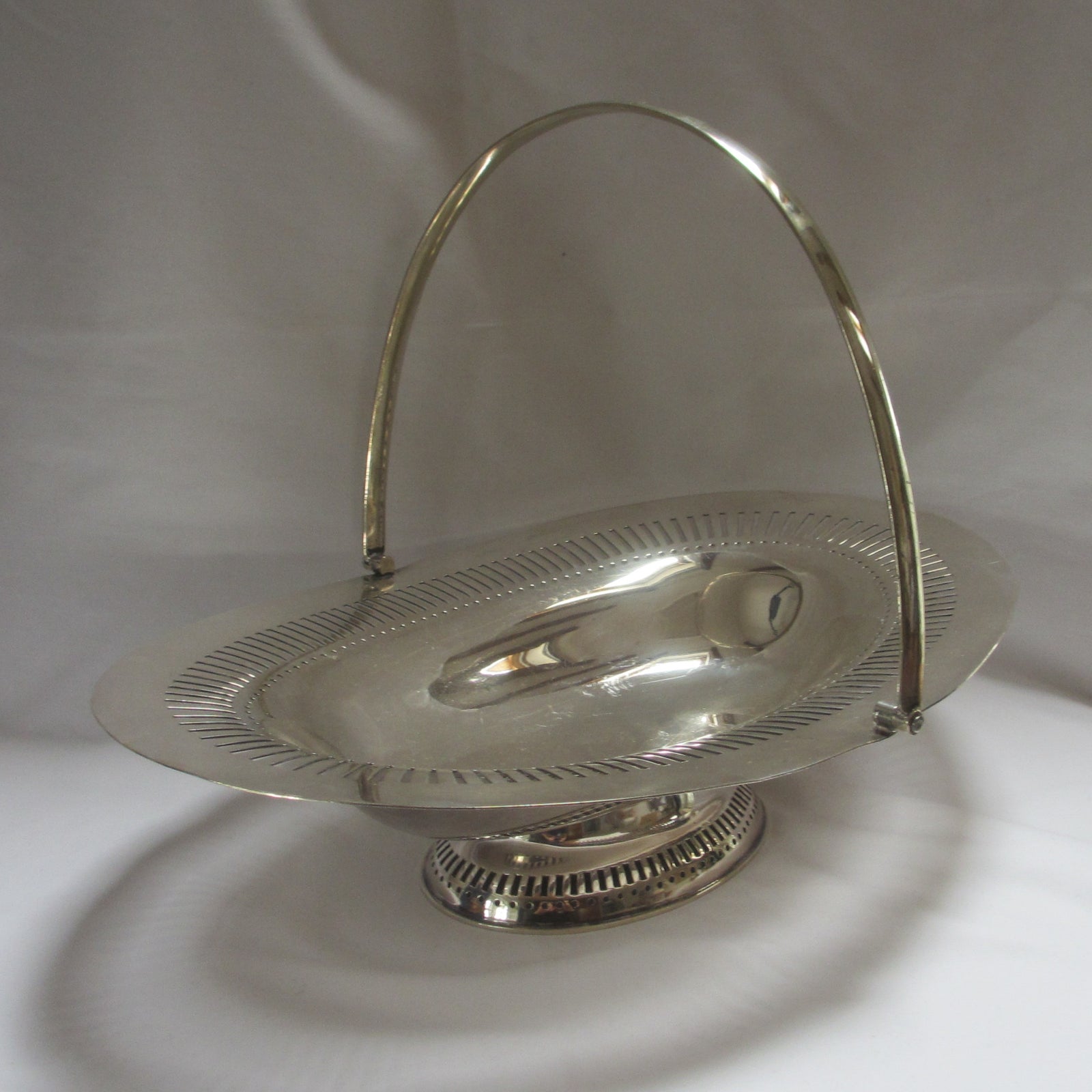 Silver Plate Fruit Bowl Dish with Handle Antique Edwardian c1910