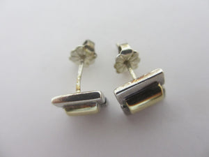9k Gold Sterling Silver Stud Earrings Vintage 1958 English