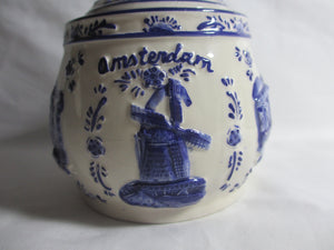 Blue & White Amsterdam Dutch Delft Pot Vintage c1960