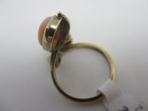 Coral Peridot & Citrine 9k Gold Ring Vintage 2006