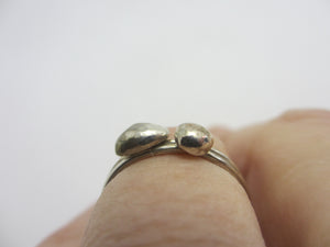 Double Sterling Silver Nugget Ring Vintage c1980