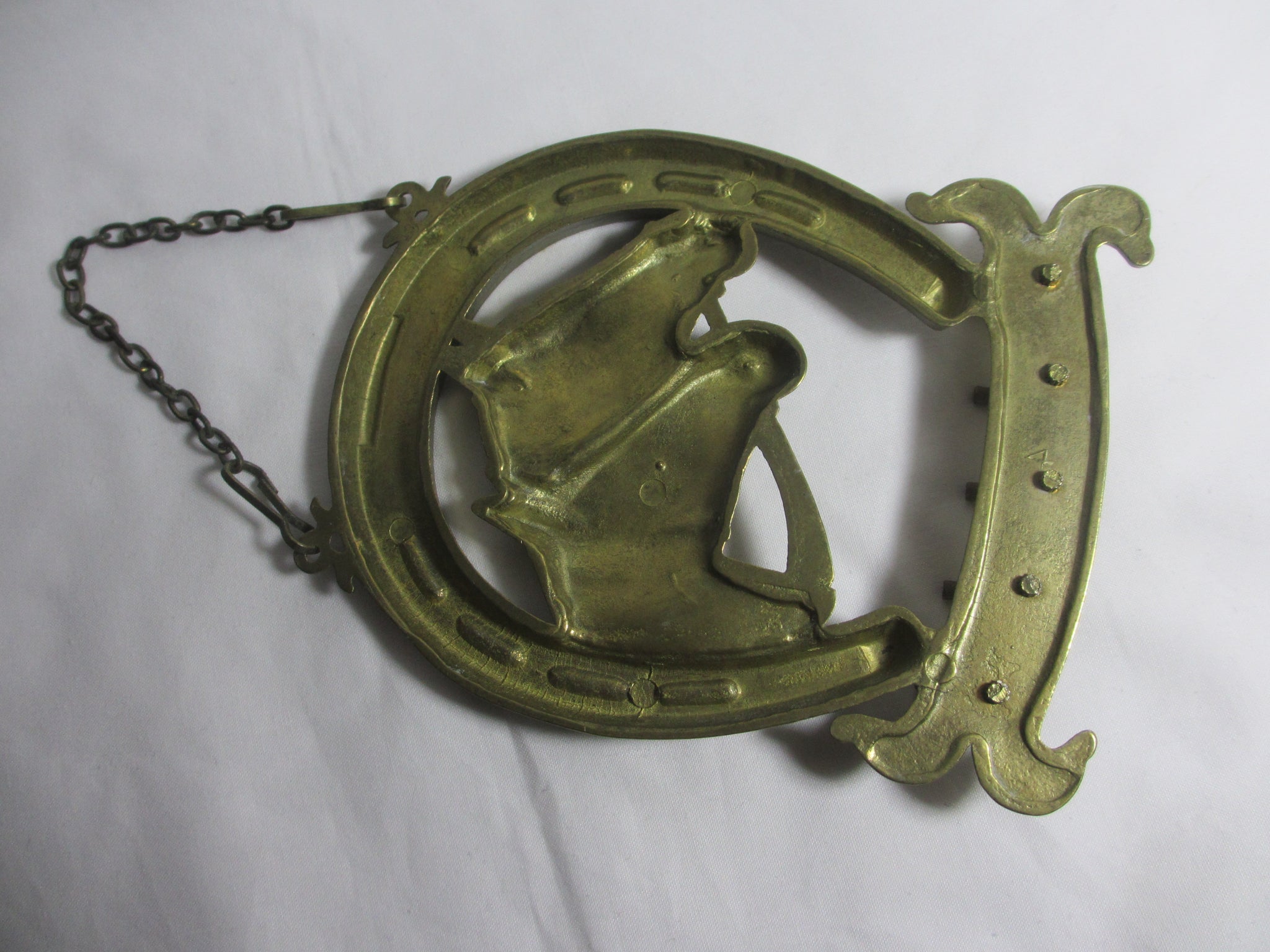 Lucky Horseshoe & Horse Heads Brass Key Rack Holder Vintage c1980 - Top  Banana Antiques