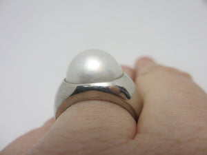 Mabe Pearl Sterling Silver Ring Vintage c1980