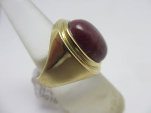 Large Cabochon Ruby Sterling Silver Gilt Ring Vintage c1980