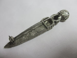 Scottish Celtic Sterling Silver & Paste Brooch Pin Vintage c1950