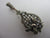 Tennis Racket Sterling Silver Brooch Pin with Seed Pearls & Tourmaline Vintage c1980