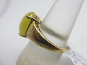 Cabochon Yellow Chalcedony Sterling Silver Gilt Ring Vintage c1980