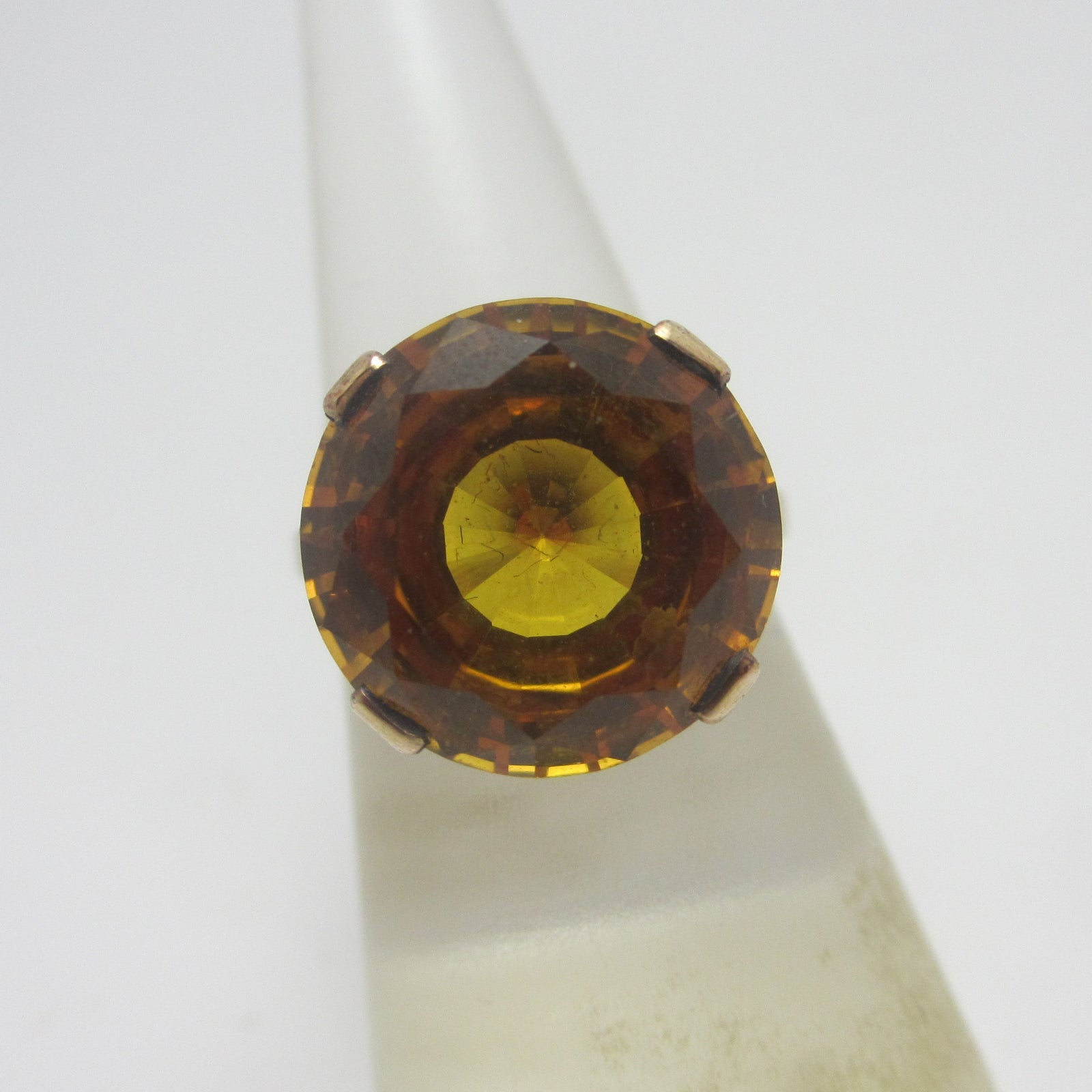 Yellow Topaz 9k Gold Cocktail Ring Vintage c1980