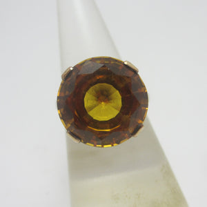 Yellow Topaz 9k Gold Cocktail Ring Vintage c1980