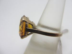 Yellow Topaz 9k Gold Cocktail Ring Vintage c1980