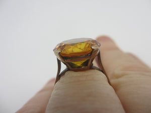 Yellow Topaz 9k Gold Cocktail Ring Vintage c1980